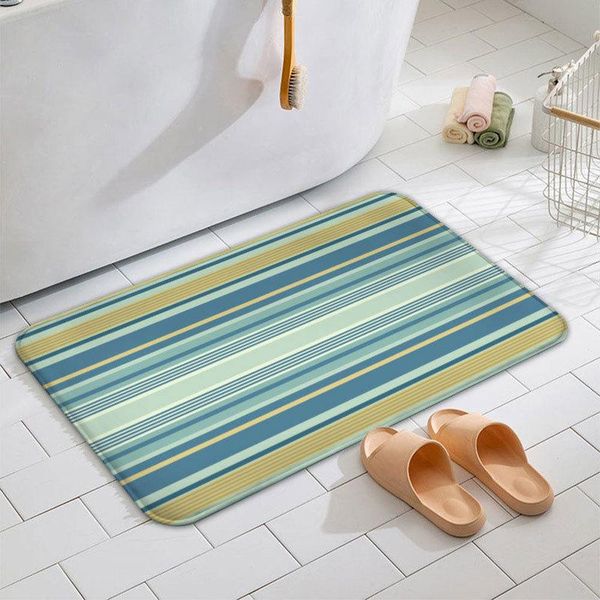 

mediterranean style flannel stripe floor mat door bathroom absorbent non-slip home rubbing carpets
