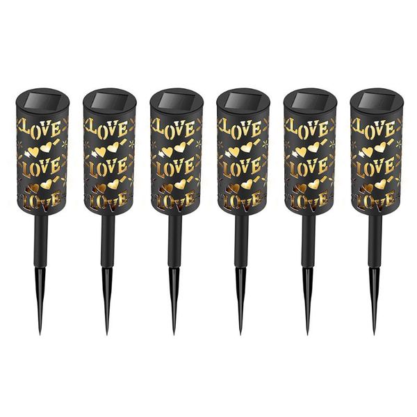 

lawn lamps 6pcs garden solar-powered light warm romantic yard chic insert black