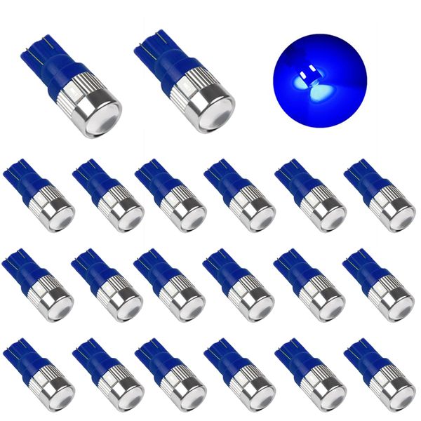 

20pcs blue t10 w5w 5630 6smd 12v led bulbs for car license plate light interior lights reading light trunk light bulb