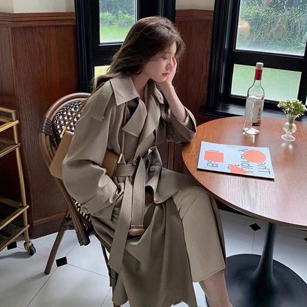 

women's trench coats 2021 fashion clothing coat for women long, Tan;black