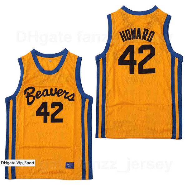 

moive teen wolf beavers basketball 42 scott howard jersey men yellow team color breathable sports pure cotton uniform excellent quality on s, Black