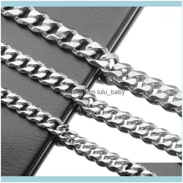 

chains necklaces & pendants jewelry12/15/17/19mm fashion stainless steel sier color cuban curb chain cool mens womens necklace or bracelet c, Silver