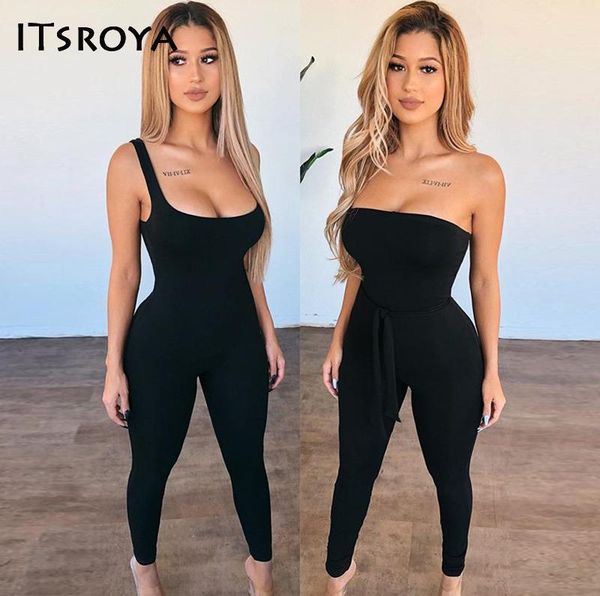 

itsroya black spaghetti strap backless long jumpsuit rompers women strapless slim club party outfits 2021 women's jumpsuits &, Black;white