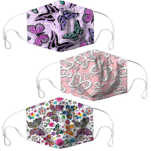 

custom logo butterfly printed pattern cloth customized mask cotton washable and inserted pm2.5 filter