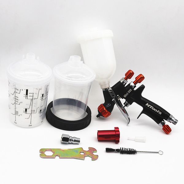

spray gun with 400cc pps tank air spray gun with paint mixing cup and adapter mini spray gun paint 1.2mm nozzle