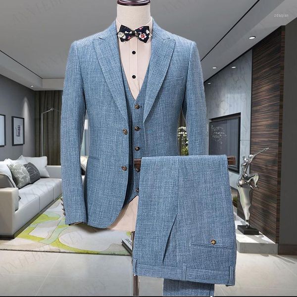 

men's suits & blazers 2021 suit men linen beige beach wedding for casual man blazer custom groom tuxedo jacket pants set mens 3 pieces, White;black