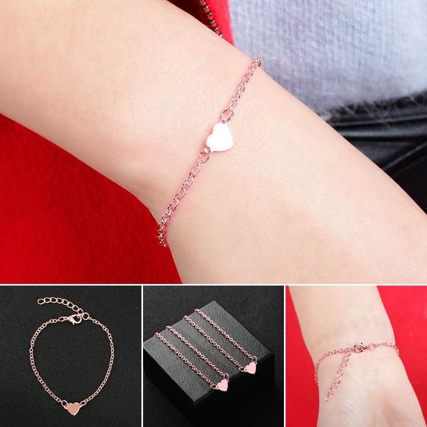 

link, chain golden love heart pendant bracelet simple style alloy adjustable vintage jewelry gifts for men women nov99, Black