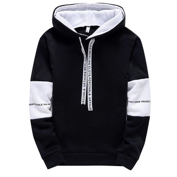 

men's winter hoodie casual sweatshirt jogging long sleeve sport pullover hoody hip-hop streetwear male sweatpants home trousers 220114, Black