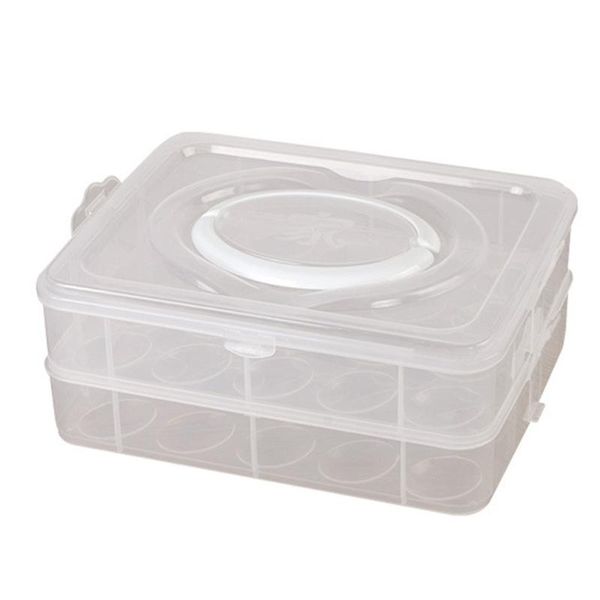 

grids egg storage box container portable plastic holder refrigerator eggs organizer case kitchen gadgets tools bottles & jars
