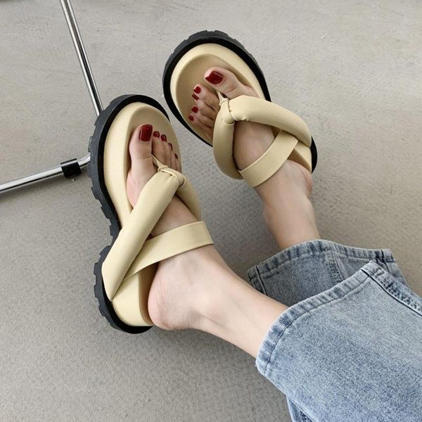 

summer women slippers woman soft shoes girls real leather platform ladies outside slides female black brand flip flops