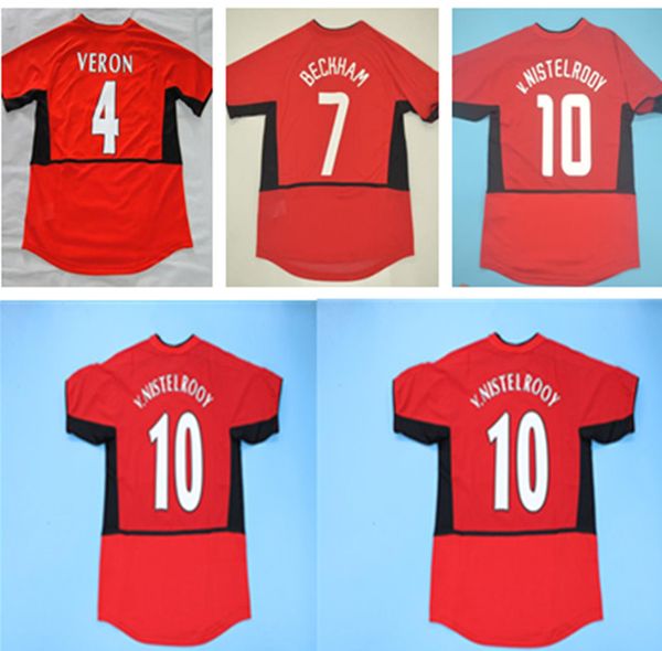

fans version 2002 2003 2004 man retro utd soccer jerseys 02 03 04 classic football shirts beckham ronaldo veron van nistelrooy, Black;yellow