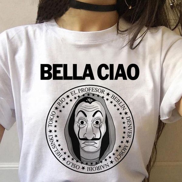 

womens summer t shirt the house of paper money la casa de papel gothic tee fashion harajuku women clothes, White