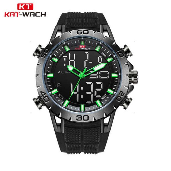 

men rubber strap swim watches led digital alarm quartz watch military waterproof 50m dual display clock 210728, Slivery;brown
