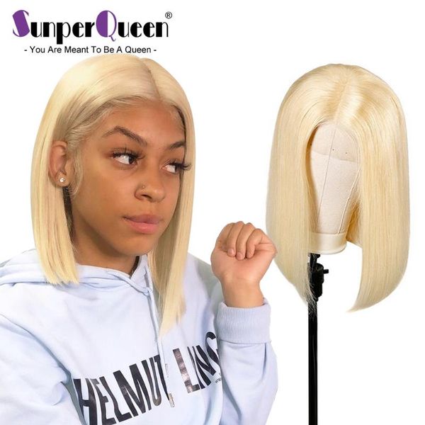 

lace wigs 613 blonde bob wig straight human hair 13x4 brazilian remy colored short transparent front with baby, Black;brown