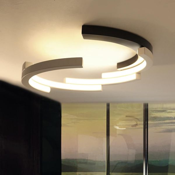 

modern minimalist led ceiling overhead lamp for dining room kitchen bedroom black and white round suspended chandelier lighting lights