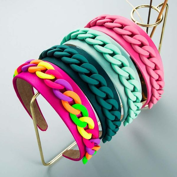 

hair accessories ncmama fashion women headband wide side candy color headwear plastic chain hairband baroque turban