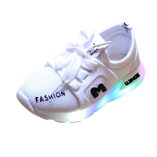 Primi scarpe da camminatori Lettera Sport Crystal Bambini LED Running Luminoso Baby Girls Boys Light Baby