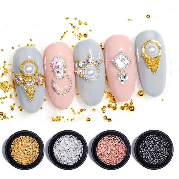 

box mini caviar metal nails beads stainless steel ball nail stud 3d micro art charm in wheel mix size 20211, Silver;gold