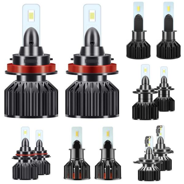 

car headlights 1 pair 12v h1 h3 h7 h11 9005 9006 h4 auto universal high brightness day time running led cob bulb light lamp