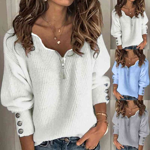 

women casual autumn buttons knit sweaters pullovers elegant winter v neck knitted sweater, White;black