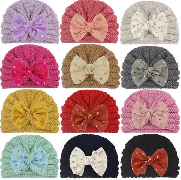 Inverno Quente de malha de malha Bebê Turbante Beanie Beanie Crianças Meninas Criança Criança Cap 0-4Years