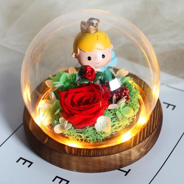 

decorative flowers & wreaths little prince and elk with eternal preserved fresh rose led light in a flask immortal valentine's mother&#