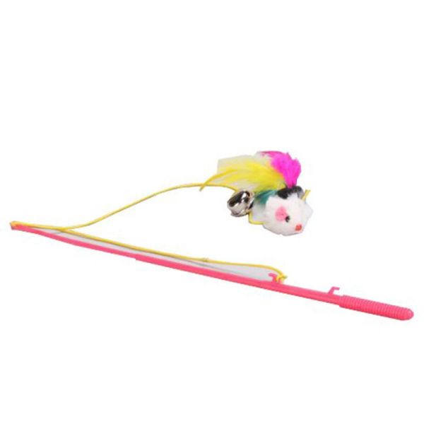 

kitten cat feather teaser interactive dangler rod (random color) toys