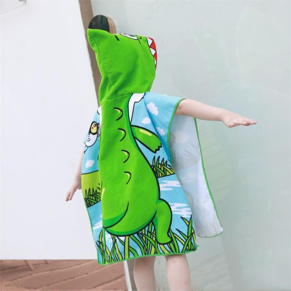 

one-pieces 2021 children's swimwear beach towel cartoon printing cute shawl boys and girls summer fashion casual hooded, Black