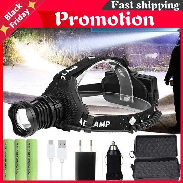 

headlamps most powerful xhp90.2 led headlamp 8000lm head lamp usb rechargeable headlight waterproof zooma fishing light use 18650 battery