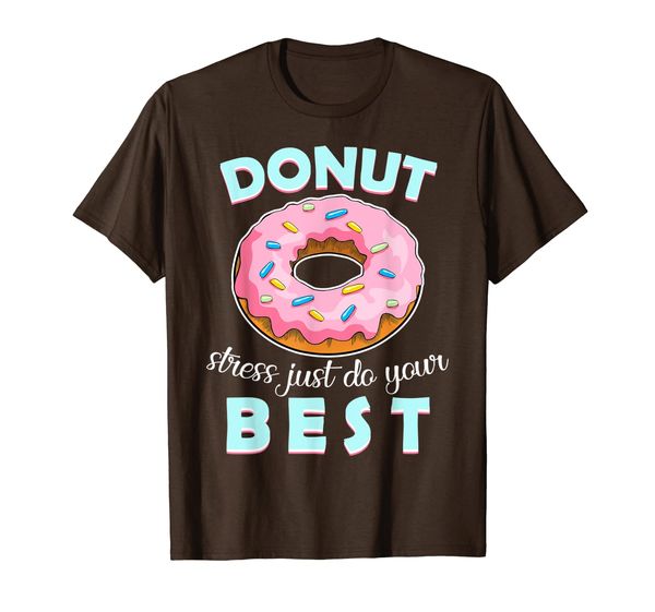 

donut stress just do your test day teacher testing t-shirt, White;black
