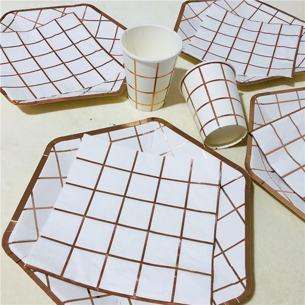 

packaging dinner service omilut rose gold party decoration 30th 40th 50th birthday supplies disposable plates cups paper wedding