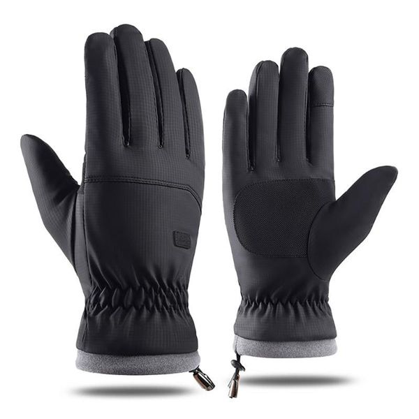 

cycling gloves warm winter touchscreen full finger outdoor bicycle bike plus velvet skiing, Black