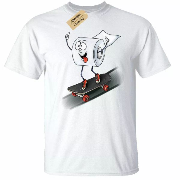 

crazy roll shirt mens skater approach toilet funny loo white, White;black
