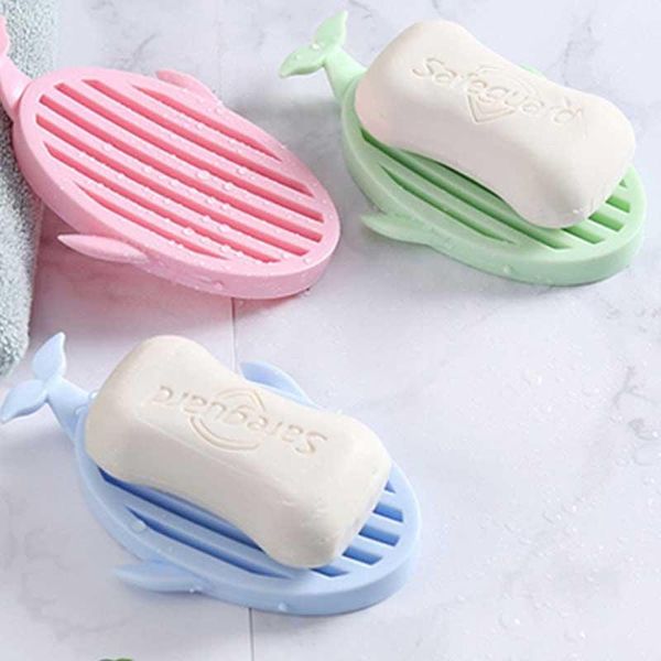 

practical cartoon whale hollow out draining soap box sponger rack toilet dish holder bathroom accessories9 dishes