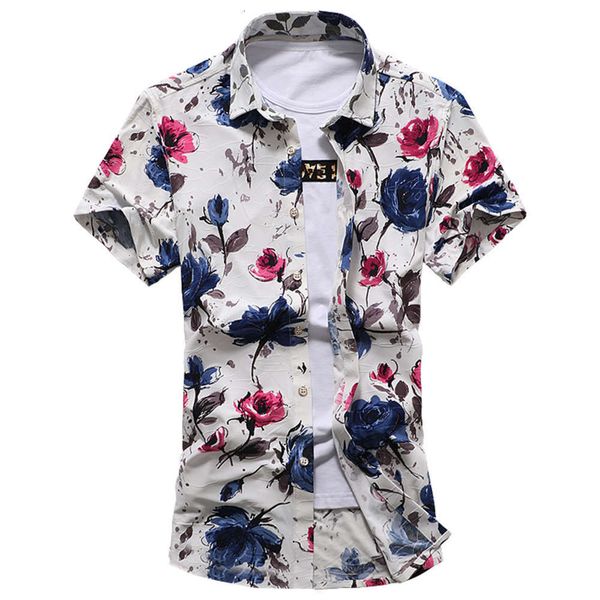 

men's casual shirts shirtmen's summer men's large floral shirt short sleeve loose 7xl x6ay, White;black