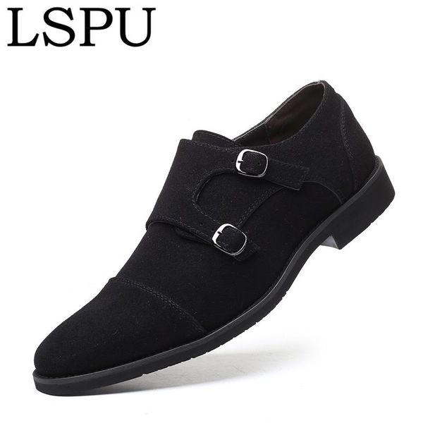 

dress shoes arrival men's scrub leather slip on breathable casual business fashion men plus size 38-48, Black
