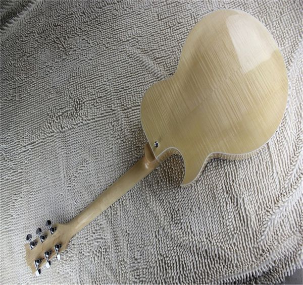 

quality custom l5 jazz semi hollow electric guitar natural wooden color