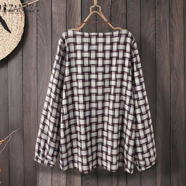 

women's blouses & shirts blouses vintage plaid spring blouse casual long sleeve blsuas female o neck plus size tunic check ch xdtn, White