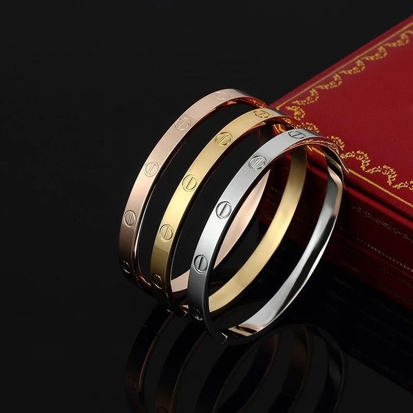 

bangle fashion women titanium steel couple crystal buckle bracelets brand trend rose gold bangles men, Black