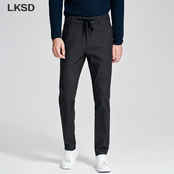 

autumn fashion solid sport straight gray men's pants causal elastic waist ankel-length men t17190099, Black