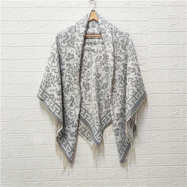 

scarves ladies cape blanket women winter cashmere scarf print wool shawls and wraps, Blue;gray