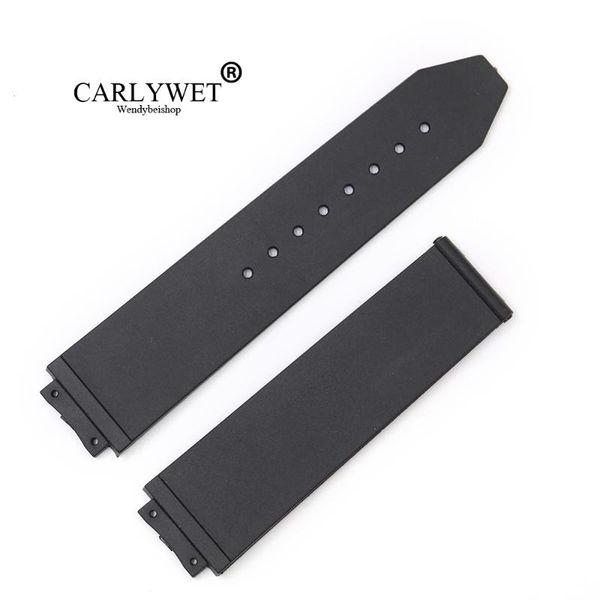 

watch bands carlywet 24*18mm black waterproof silicone rubber replacement wrist band strap belt, Black;brown