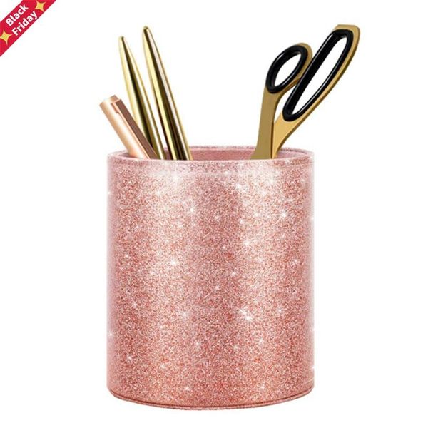 

makeup brush holder luxury glitter pu leather eyebrow pen pencil storage cup organizer home office desk decor dropship boxes & bins