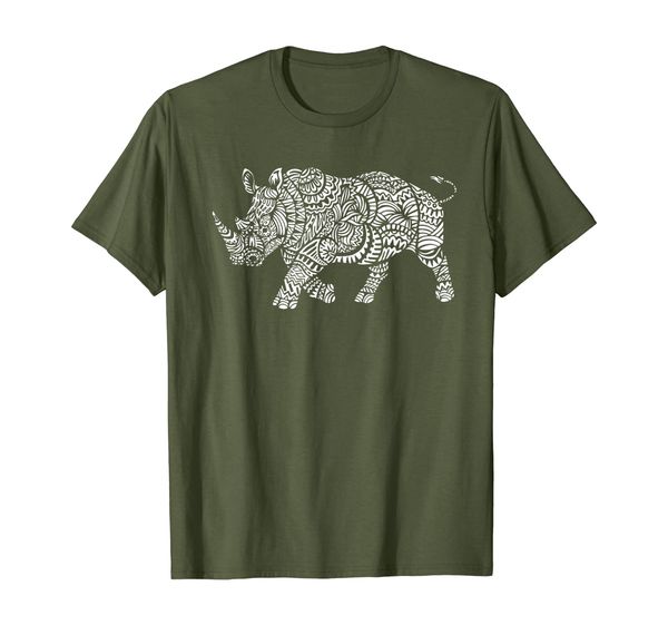 

ornamental rhino t-shirt, White;black