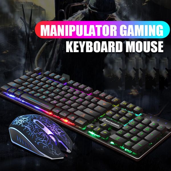 

keyboard mouse combos mechanical handle luminous and set desklapoffice game ergonomics colorful luminescence