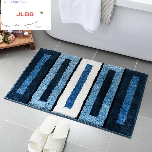 

blue stripe style bathroom carpet/mat polyester superfine fiber anti slip mat for black gray yellow animal bath mats