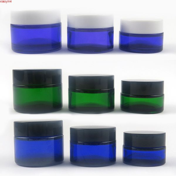 200 x 20 g, 30 g, 50 g, leere violette Gläser für Kosmetika, blaue Glascremetiegel, Kosmetikverpackungen mit Deckel, schwarze Kunststoffkappen, hohe Qualität