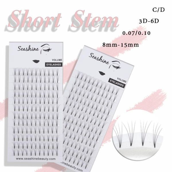 

seashine mink lashes factory 100% handmade individual 3d-6d short stem premade fans russia volume eyelashes extension1