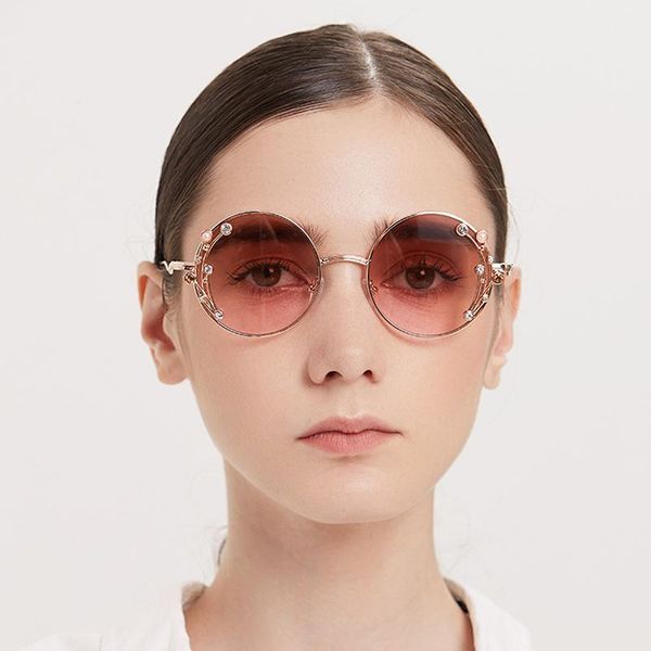 

sunglasses 2021 round brick retro fashion women's trend metal-framed glasses, White;black