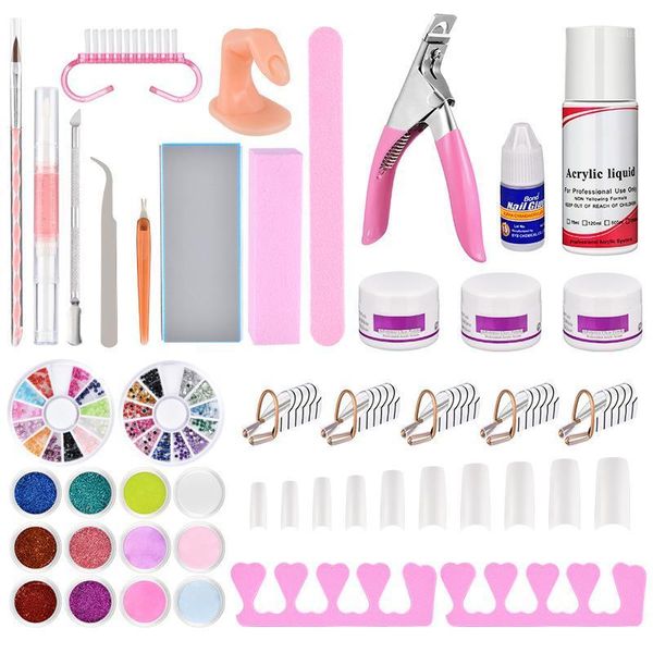 

acrylic nail art tool kit set liquid glitter powder tips brush home manicure beauty tools set1